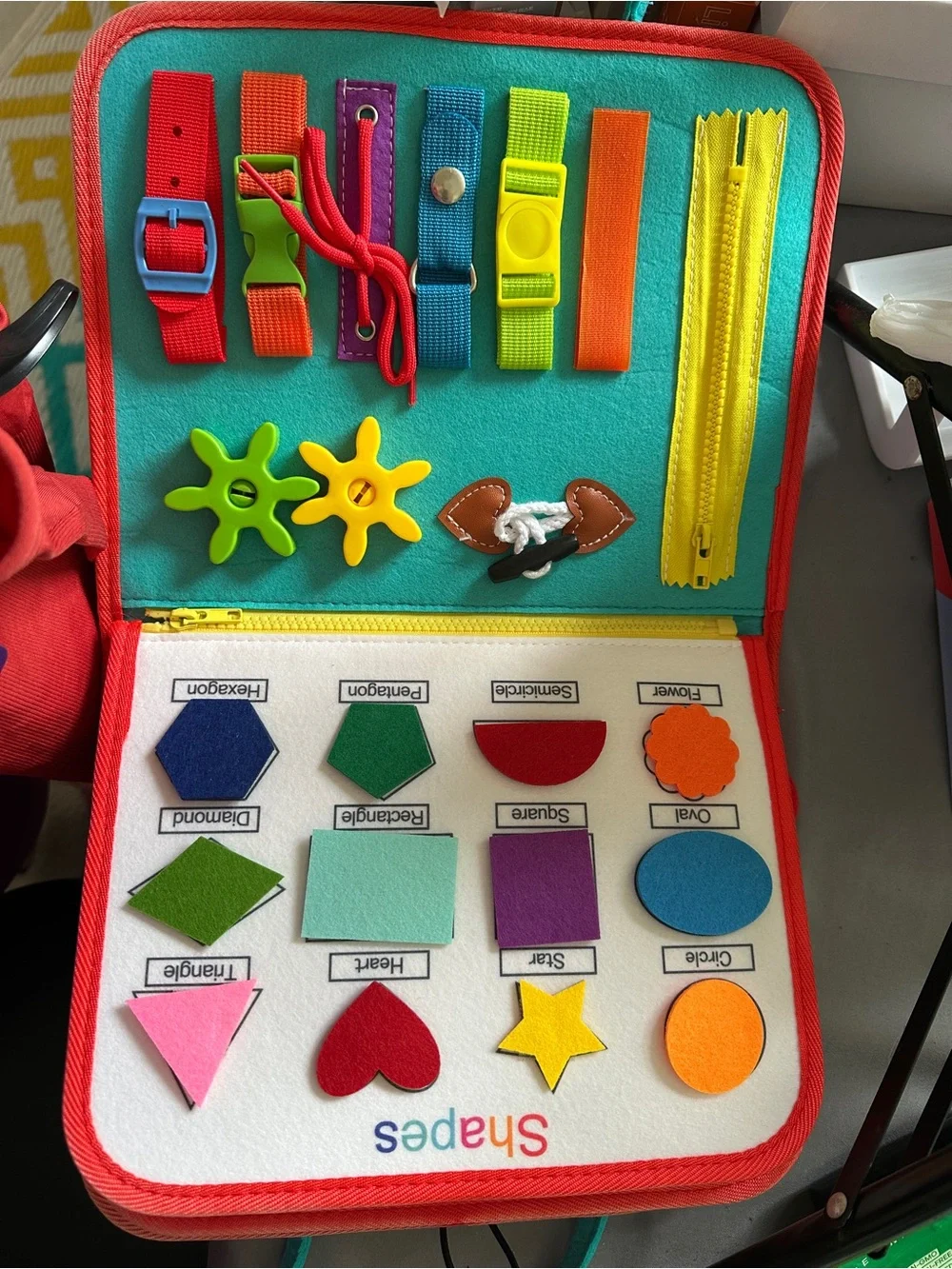 Montessori Busy Board Educational Activity Book Tote Interactive Learning Set